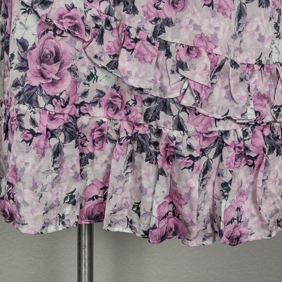 LoveShackFancy Emma Ruffle Mini Skirt Purple Floral Silk Blend Size Small - Picture 11 of 13